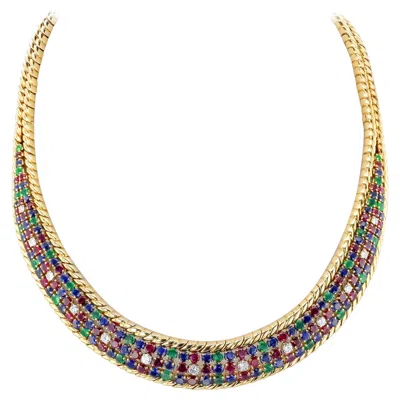 Pre-owned Mauboussin Ruby, Emerald, Sapphire And Diamond Necklace, 18k In Blue