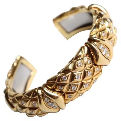 Pre-owned Mauboussin Semi-rigid Bracelet In 18 Kt Yellow Gold And Diamonds