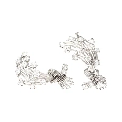 Pre-owned Mauboussin Signed  Paris Pair Of Clips In Platinum And 18k In Multi