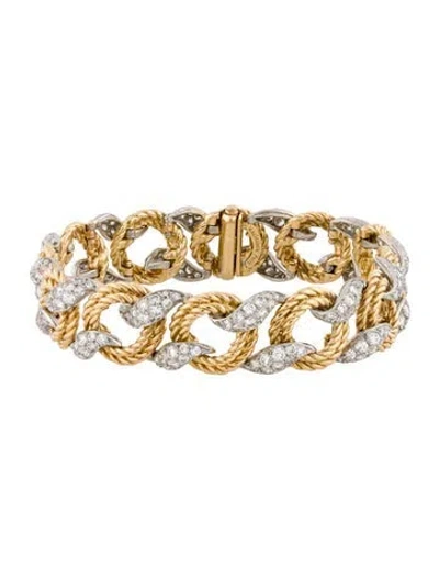 Pre-owned Mauboussin Vintage 18k 6.28ctw Diamond Link Bracelet, 7" In Multi