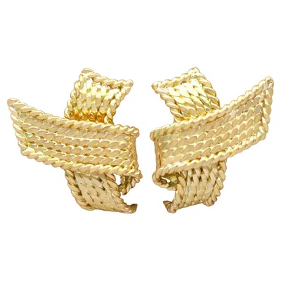 Pre-owned Mauboussin Vintage 18k Yellow Gold Clip On Earrings French Circa 1950