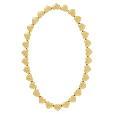 Pre-owned Mauboussin Vintage 18k Yellow Gold Heart Choker Necklace, 1980s France