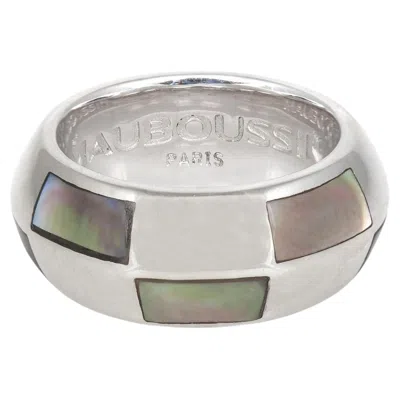 Pre-owned Mauboussin White Gold And Gray Mother Of Pearl Checkerboard Ring