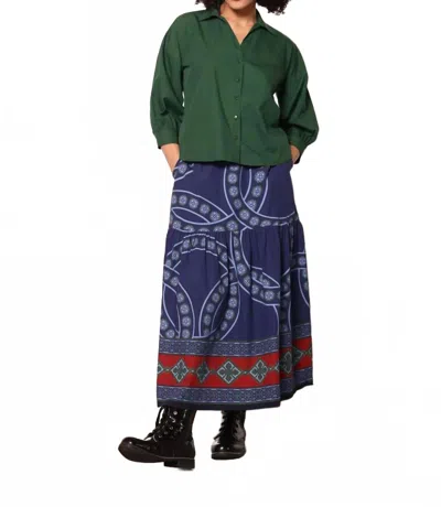 Maude Ada Vintage Circles Skirt In Navy Multi In Blue