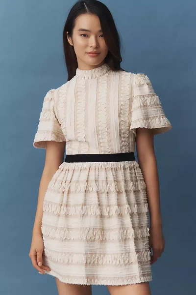 Maude Blythe Textured Mini Dress In Neutral