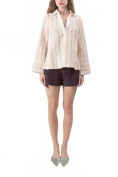 Maude Carmen Long Sleeve Top In Tan Stripe In Neutral