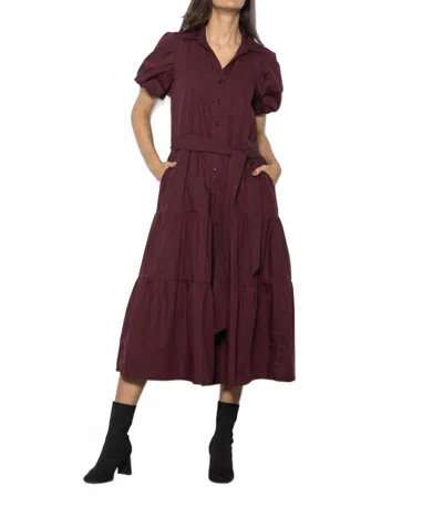 Maude Clara Tiered Maxi Dress In Wine In Burgundy