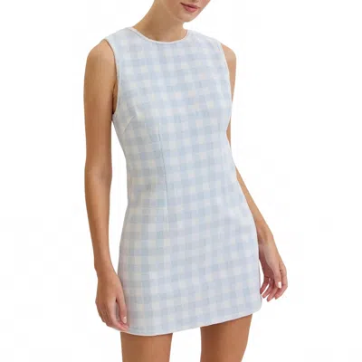 Maude Club Amber Dress In Ice Blue Gingham In White