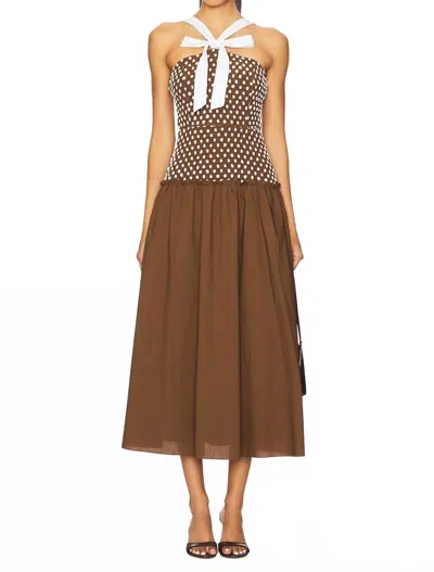 Maude Club Astrid Dress In Brown & White