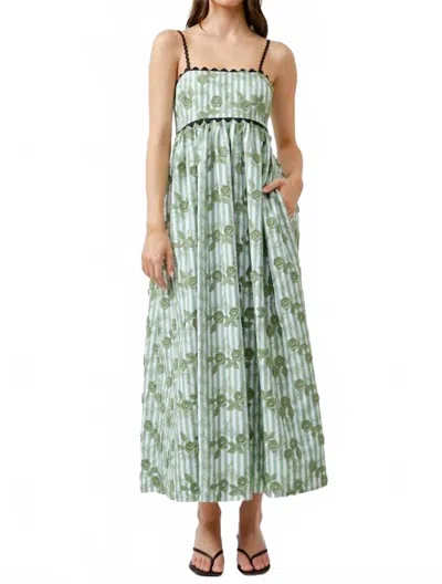 Maude Club Claudine Maxi Dress In Green Combo