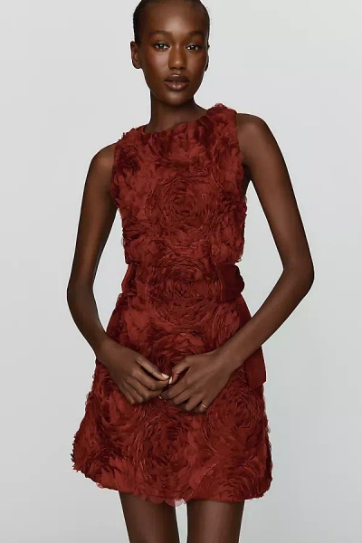 Maude Club Danielle Textured Mini Dress In Burgundy