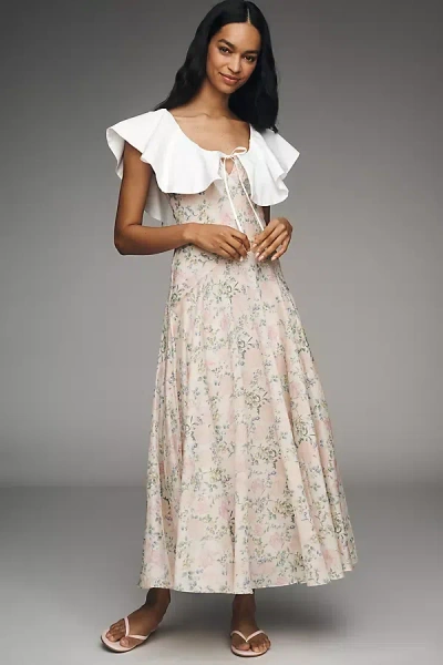 Maude Club Fawn Collared Maxi Dress In Neutral