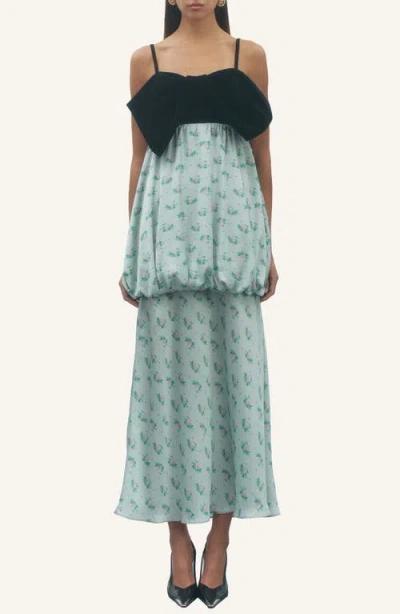 Maude Club Floral Bubble Hem Maxi Dress In Black