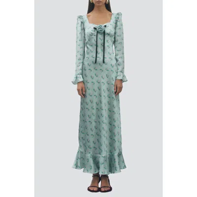 Maude Club Florence Floral Ruffled Long Sleeve Dress In Multi