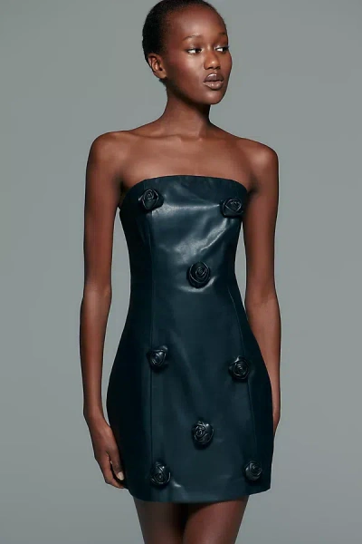 Maude Club Hera Faux Leather Mini Dress In Blue