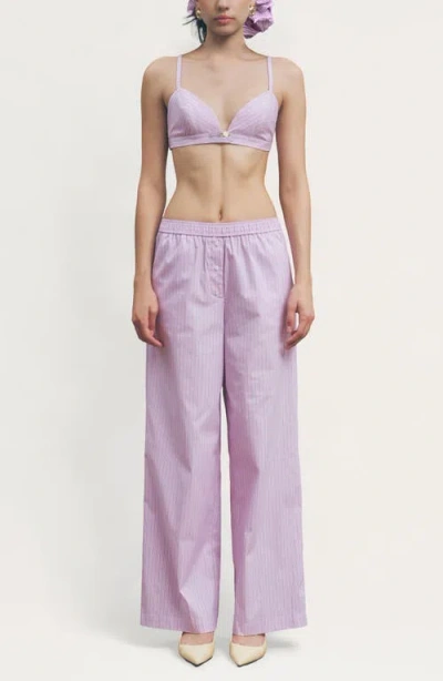 Maude Club Jasper Stripe Cotton Blend Bra Top & Pants Set In Pink