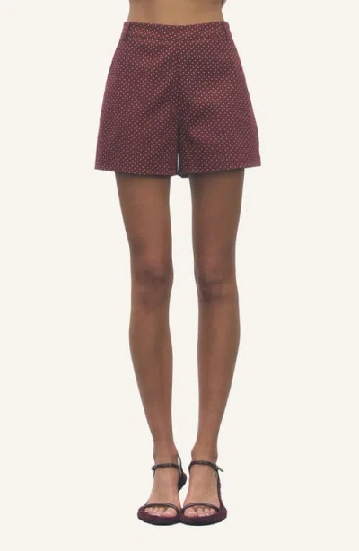 Maude Club Lori Polka Dot Shorts In Burgundy