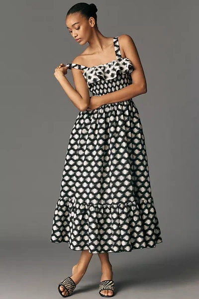 Maude Club Melody Ruffled A-line Midi Dress In Multi