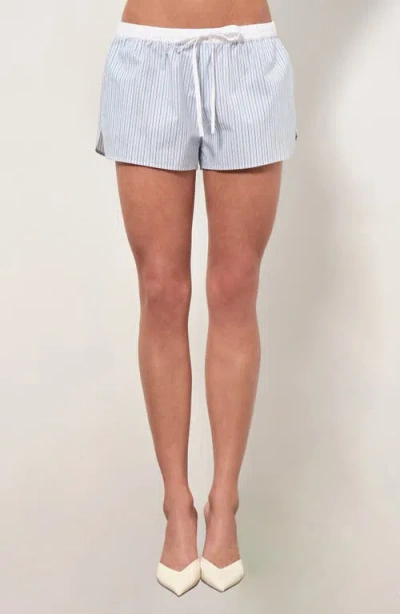 Maude Club Noa Stripe Cotton Shorts In White