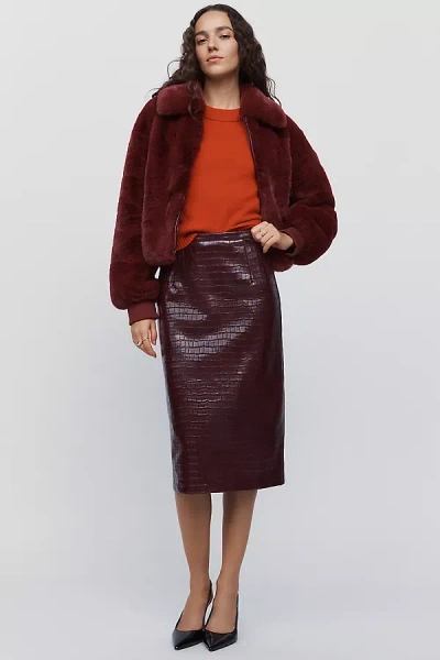 Maude Club Nyla Faux Leather Skirt In Burgundy