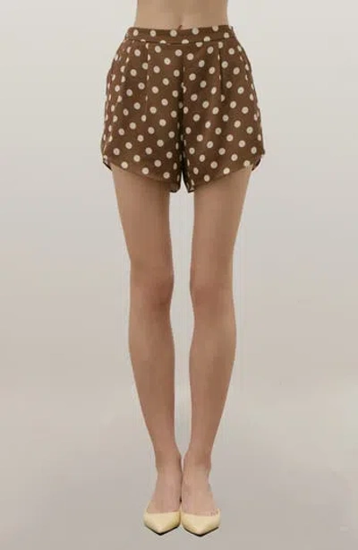 Maude Club Parker Polka Dot Shorts In Brown