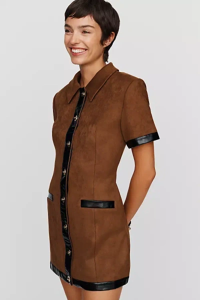 Maude Club Peyton Faux Suede Dress In Brown