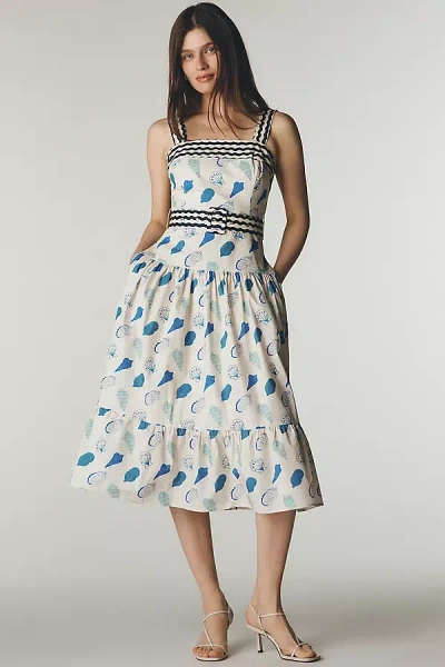 Maude Club Plus Cotton Madeline Belted Midi Dress In Green