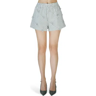 Maude Club Porter Stripe Quilted Shorts In Green