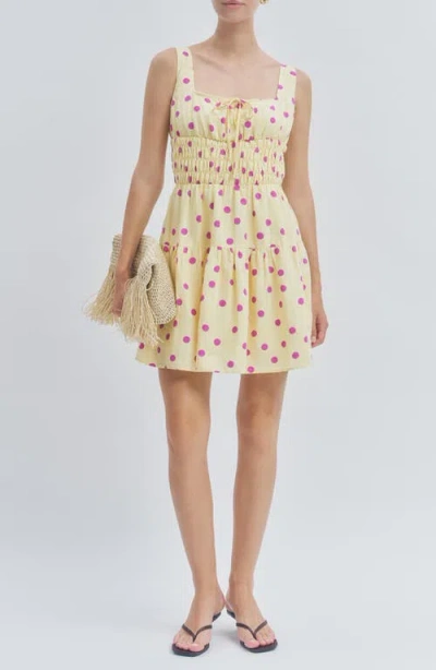 Maude Club Skye Polka Dot Minidress In Yellow