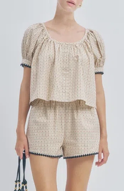 Maude Club Sue Plaid Woven Shirt In Neutral