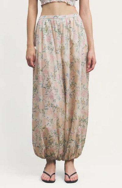 Maude Club Talia Vintage Print Pants In Pink Floral In Multi