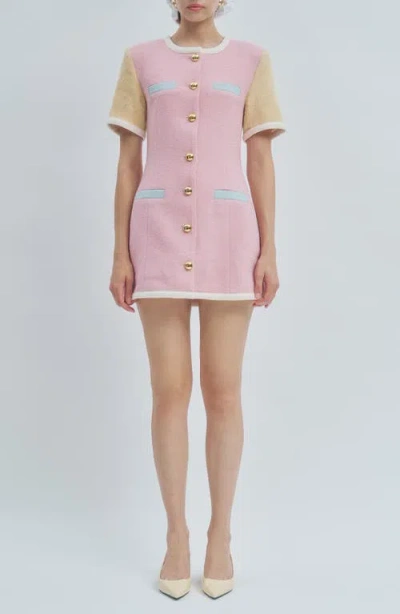 Maude Club Taylor Colorblock Tweed Minidress In Multi