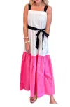 Maude Color Block Maxi Dress In Pink/ White/black In Multi