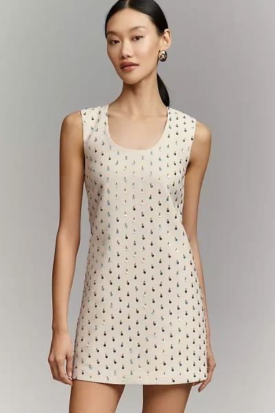 Maude Cotton Linen Jardin Sleeveless Mini Dress In White