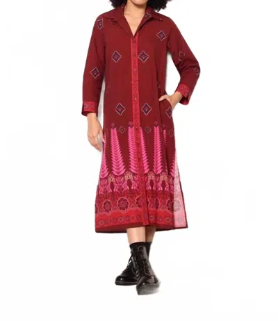 Maude Eliza Dress In Geo Ferns In Red