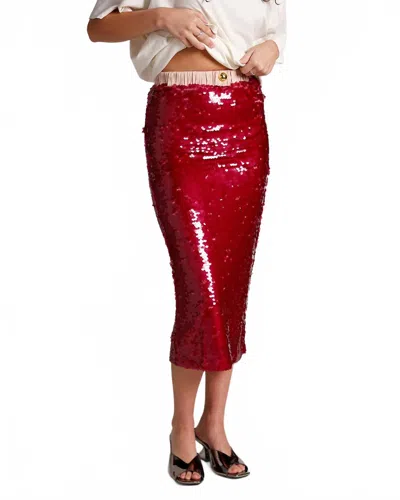 Maude Lara Sequin Skirt In Magenta In Red