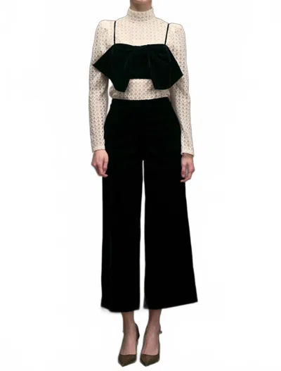 Maude Mindy Bow Crop Top In Black