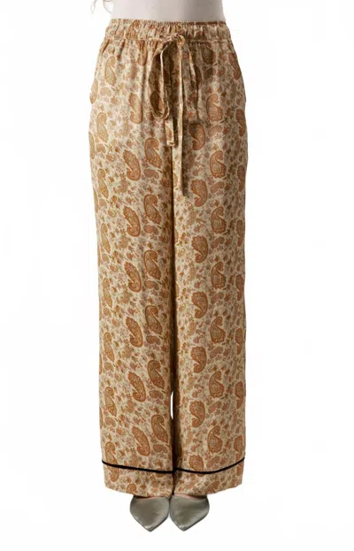 Maude Paisley Print Wide Leg Pant In Marigold Paisley Print In Brown