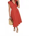 Maude Poplin Pleated Shirt Dress In Chilli Red In Red