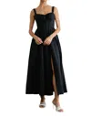 Maude Poplin Ribbon Tie Maxi Dress In Black In Black