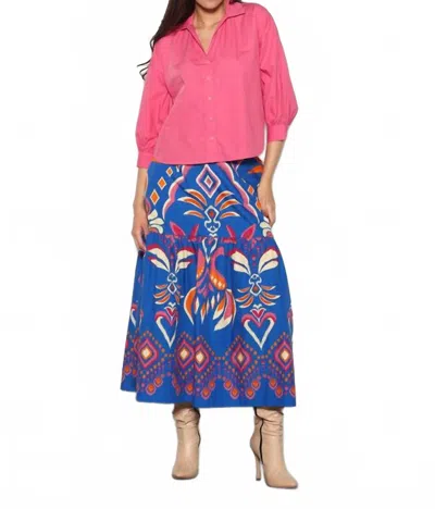 Maude Vivante Ada Ikat Midi Skirt In Cobalt In Blue