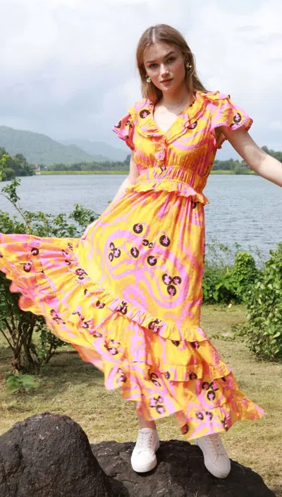Maude Vivante Ana Dress In Oriental Floral Spice In Multi
