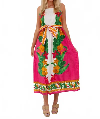 Maude Vivante Andi Poplin Maxi Dress In Striped Bananas Print In Pink