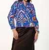 Maude Vivante Ashley Top In Cobalt Ikat In Multi