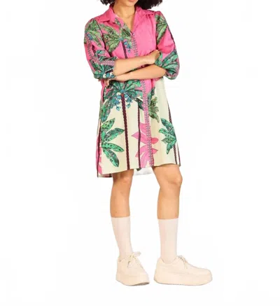 Maude Vivante Ava Poplin Mini Dress In Pink Tropics Print In Multi