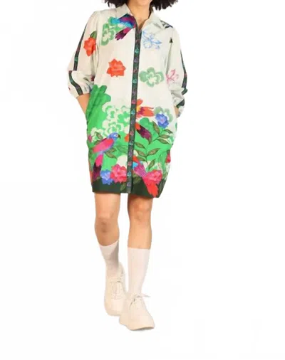 Maude Vivante Ava Poplin Mini Dress In Forest Flutter Print In Multi