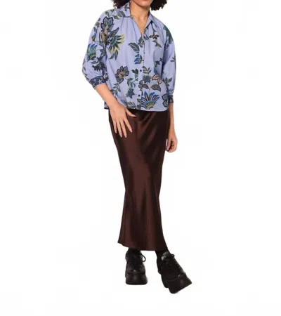 Maude Vivante Elsa Button Down Blouse In Periwinkle Mosaic In Blue