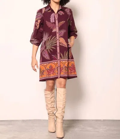 Maude Vivante Floral Ava Dress In Wine In Purple