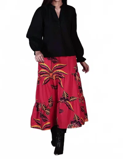 Maude Vivante Floral Blaze Ada Skirt In Red