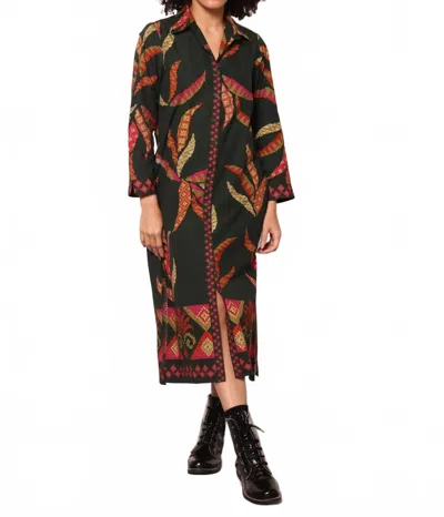 Maude Vivante Forest Stitch Eliza Midi Dress In Green In Multi